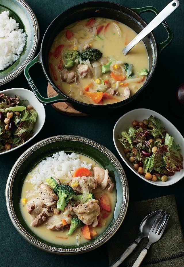 20分でささっと2品！「鶏肉のコーンクリームシチュー献立」