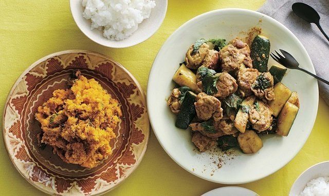 20分で2品！豚肉とズッキーニのカレー炒め＆かぼちゃのサラダ