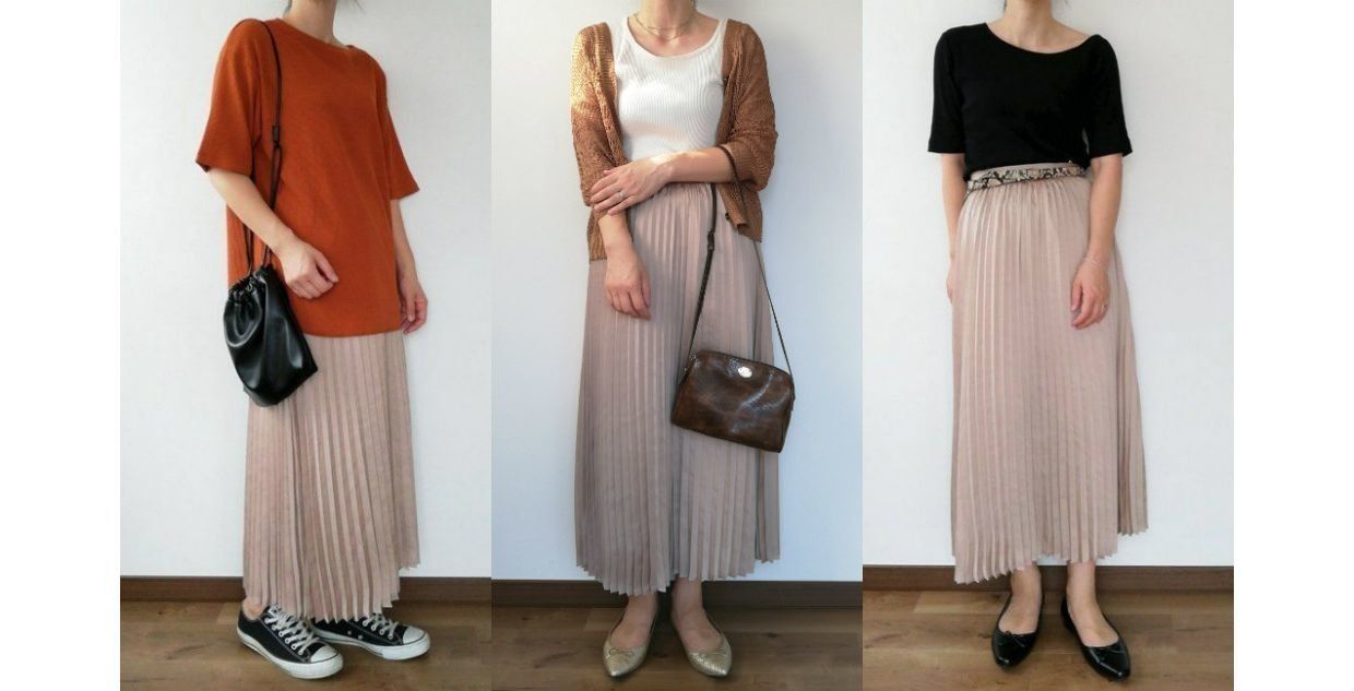 「前だけイン」のマンネリ脱出！着回し抜群なGUプリーツスカートコーデ