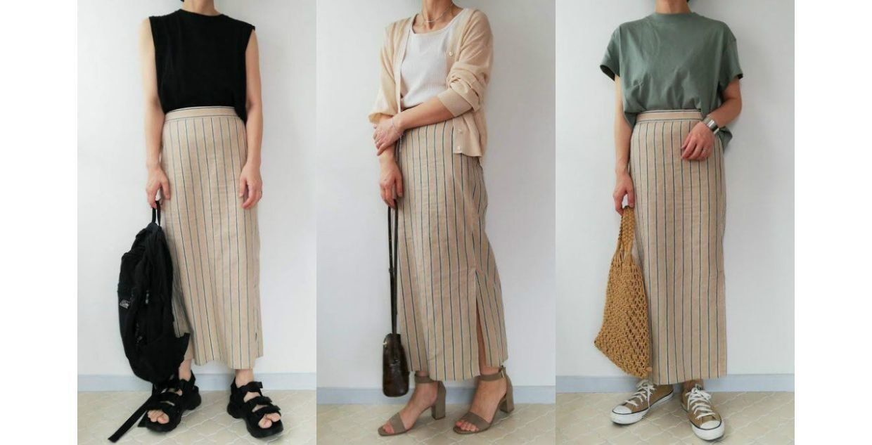 細見え効果絶大！大人女子に似合う【GU】ストライプスカートの着こなし教えます