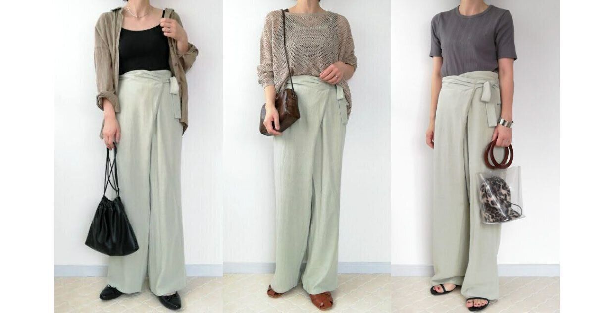 注目の今っぽワイドパンツって？コーデがこなれるGU「ラップパンツ」が40代にイチオシ