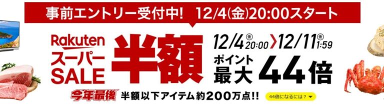 戦いはすでに始まっている！「楽天スーパーセール」が本日12/4の20時からスタート！事前エントリーなどでもっとお得に