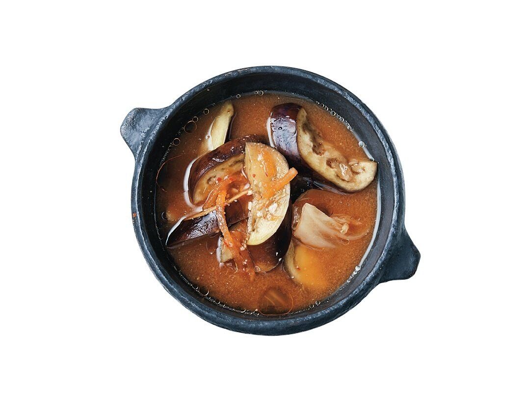 なすとキムチのみそ汁