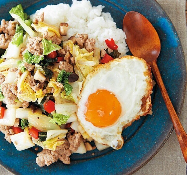 卵をくずしてめしあがれ！和風ガパオライス