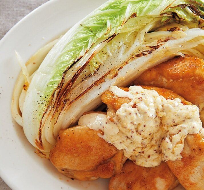 ドーンと香ばしく焼いて！白菜と鶏肉のマスタードマヨステーキ