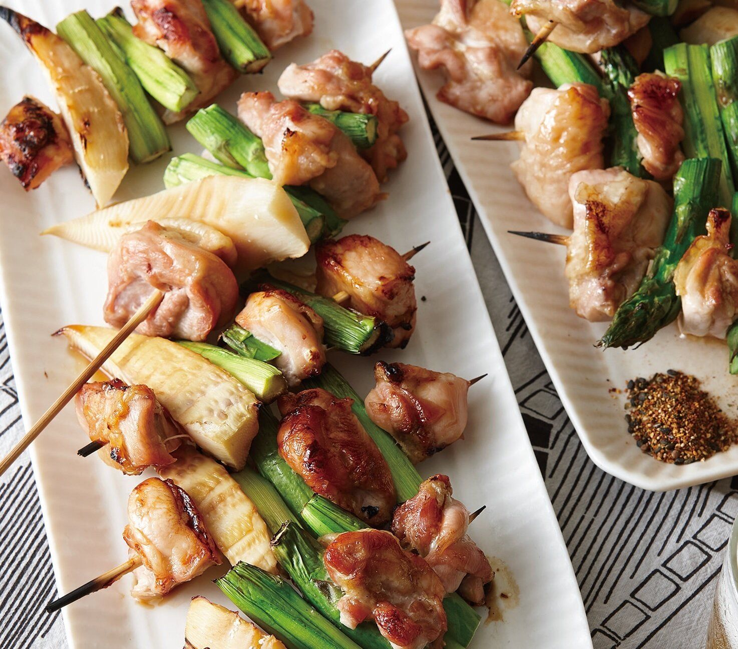 焼くだけのシンプルクッキング♪鶏肉とたけのこの焼きとり風