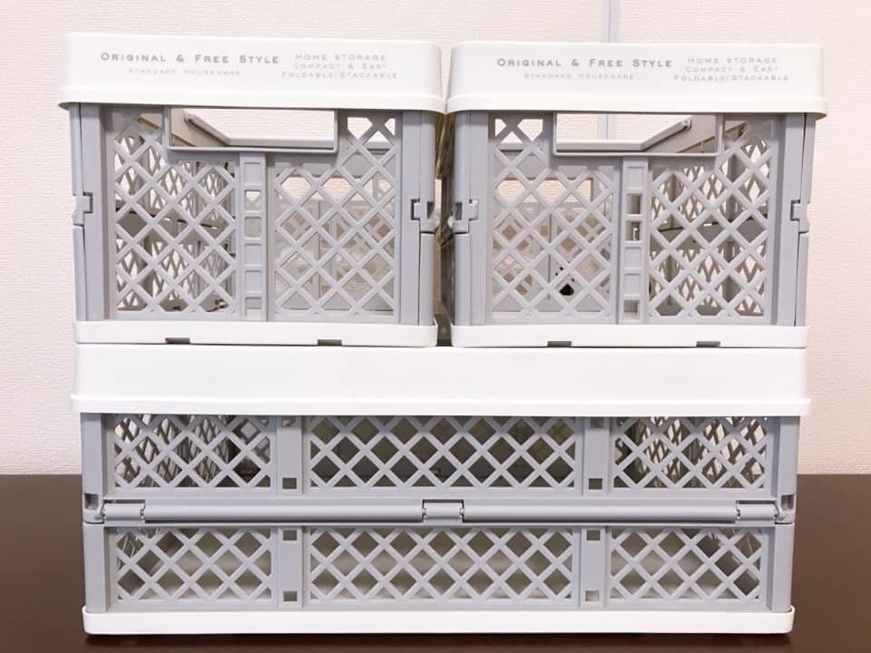 【3COINS】移動がラクラクな取っ手付きの折り畳みコンテナ