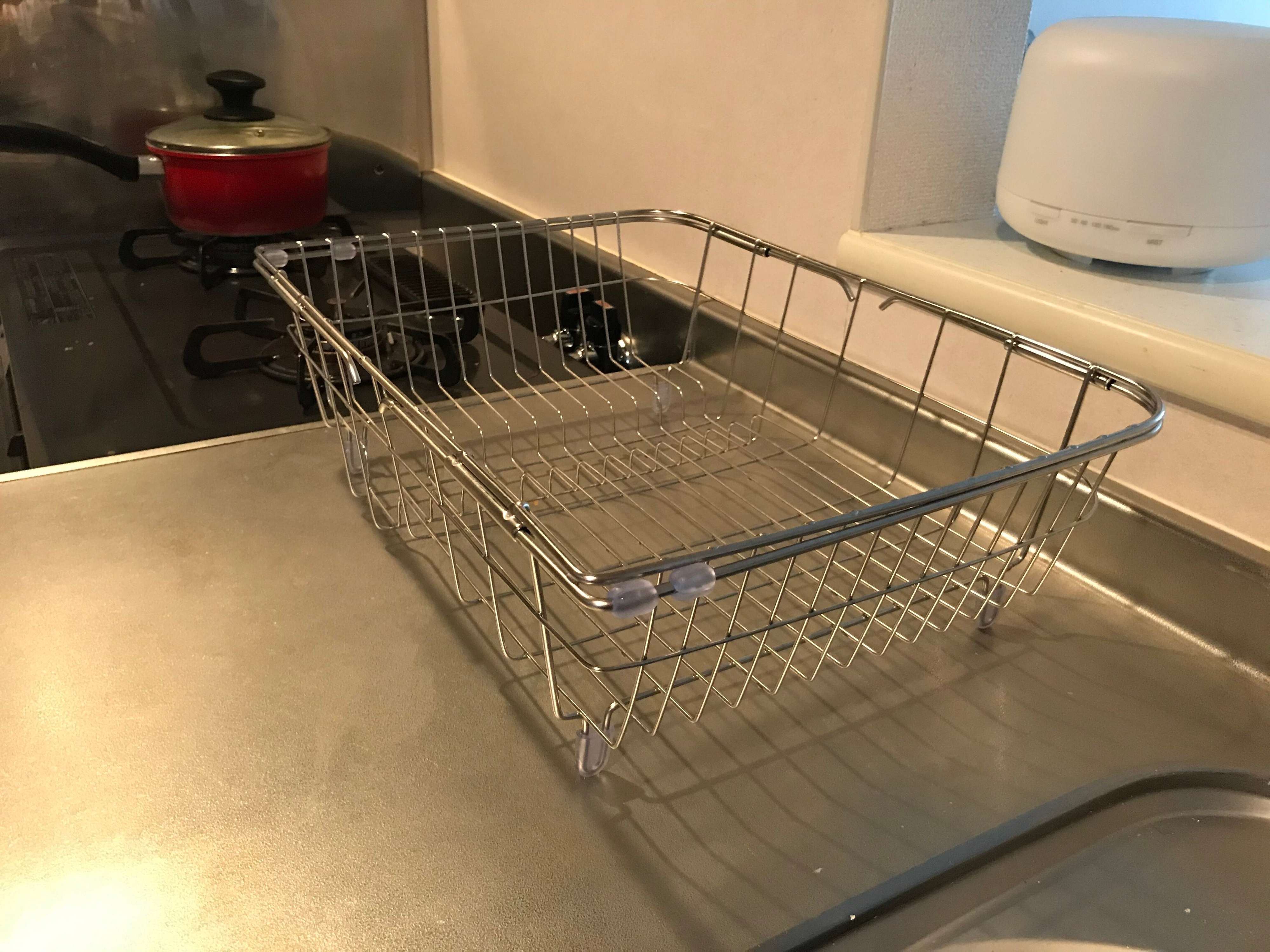 【ニトリ】狭いキッチンには1518円の『スライド水切りバスケット深型ワイド』がオススメ！