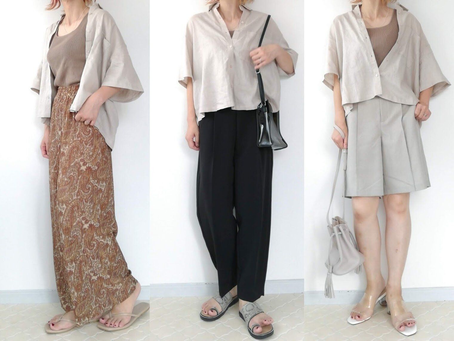 【GU】夏の羽織りは「リネンシャツ」がイチオシ！40代の着回しOK＆NGコーデ