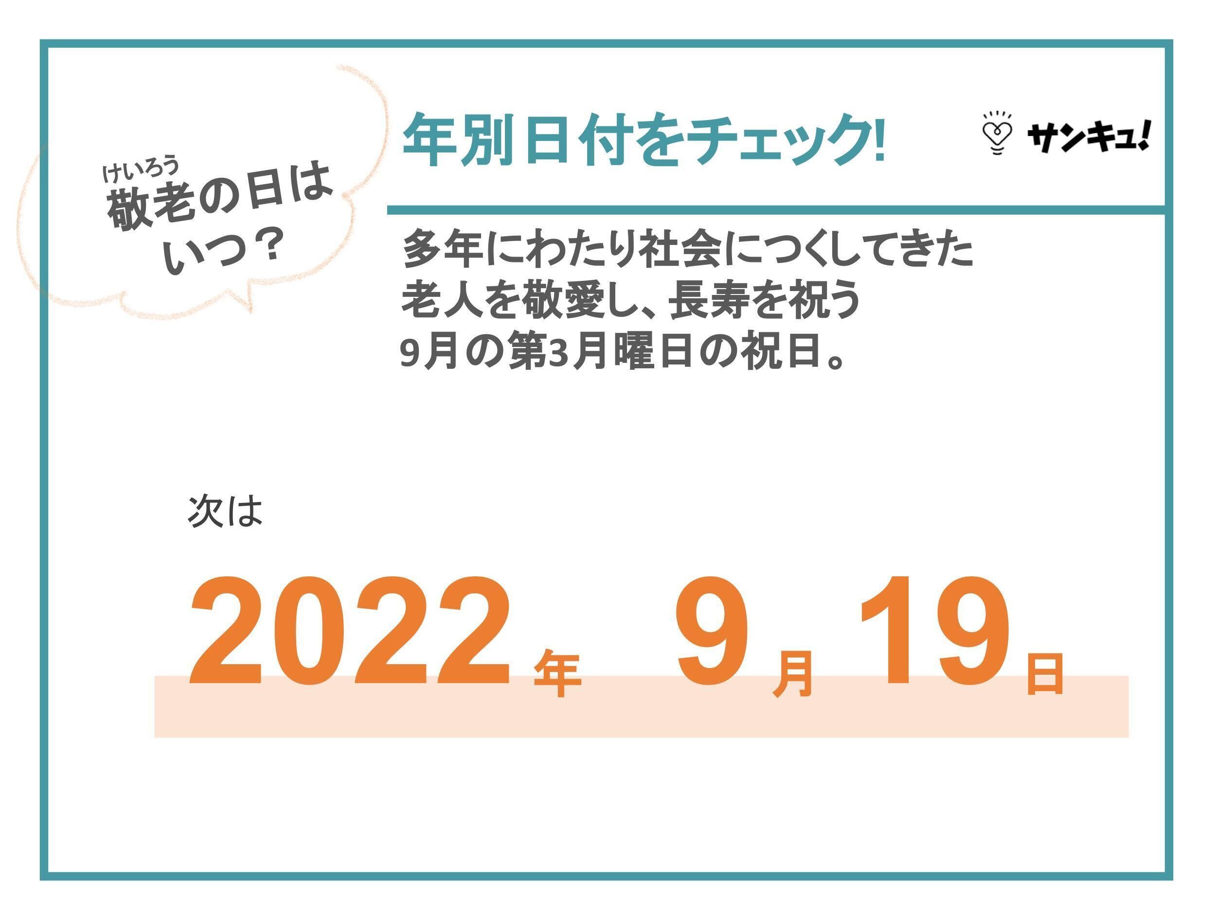 「敬老の日」とは？2022年はいつ？意味や由来、祝い方や過ごし方まで