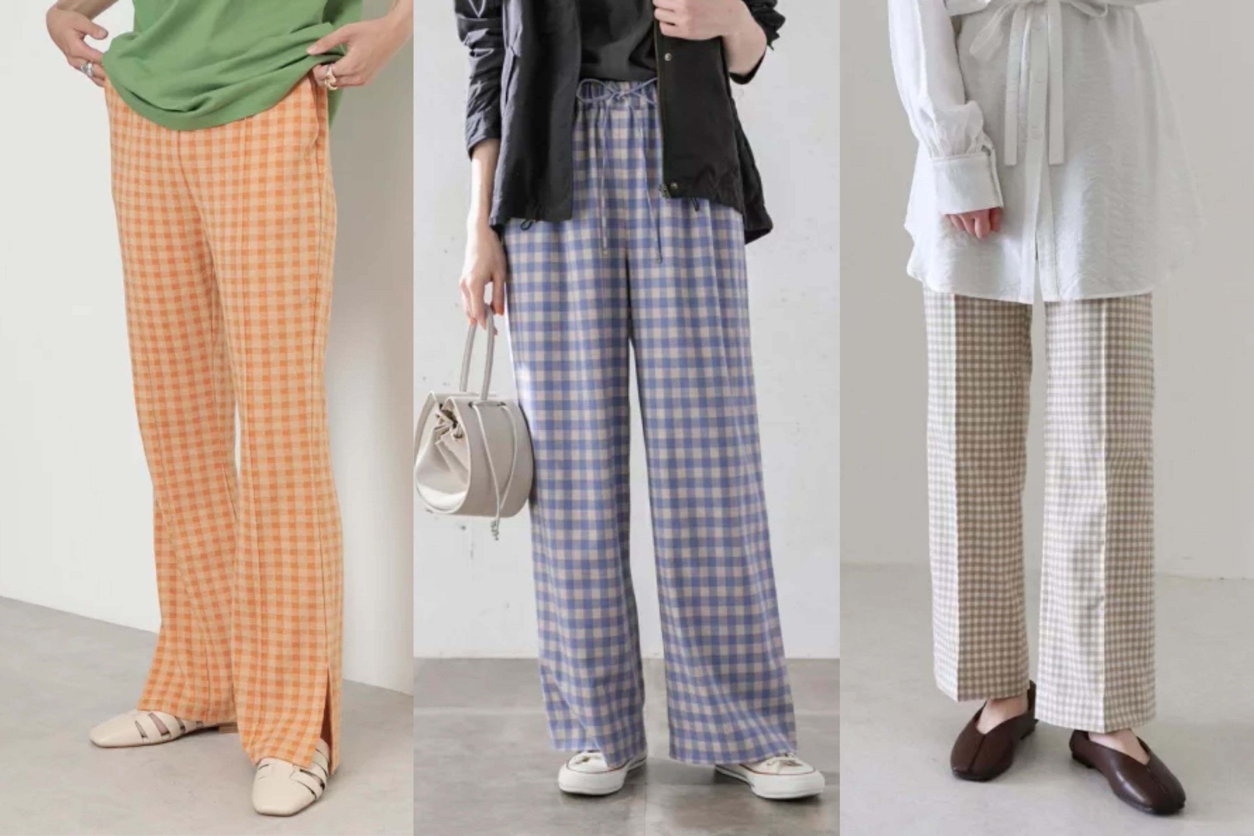 上品スタイルに！40代のおすすめギンガムチェックパンツコーデ