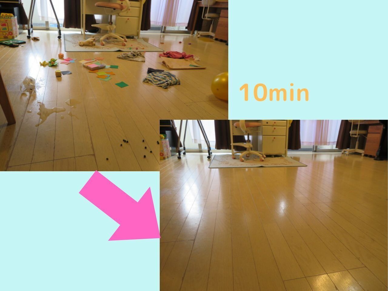 10分以内に一掃！散らかし・食べこぼしのリビング床問題は道具の配置で解決