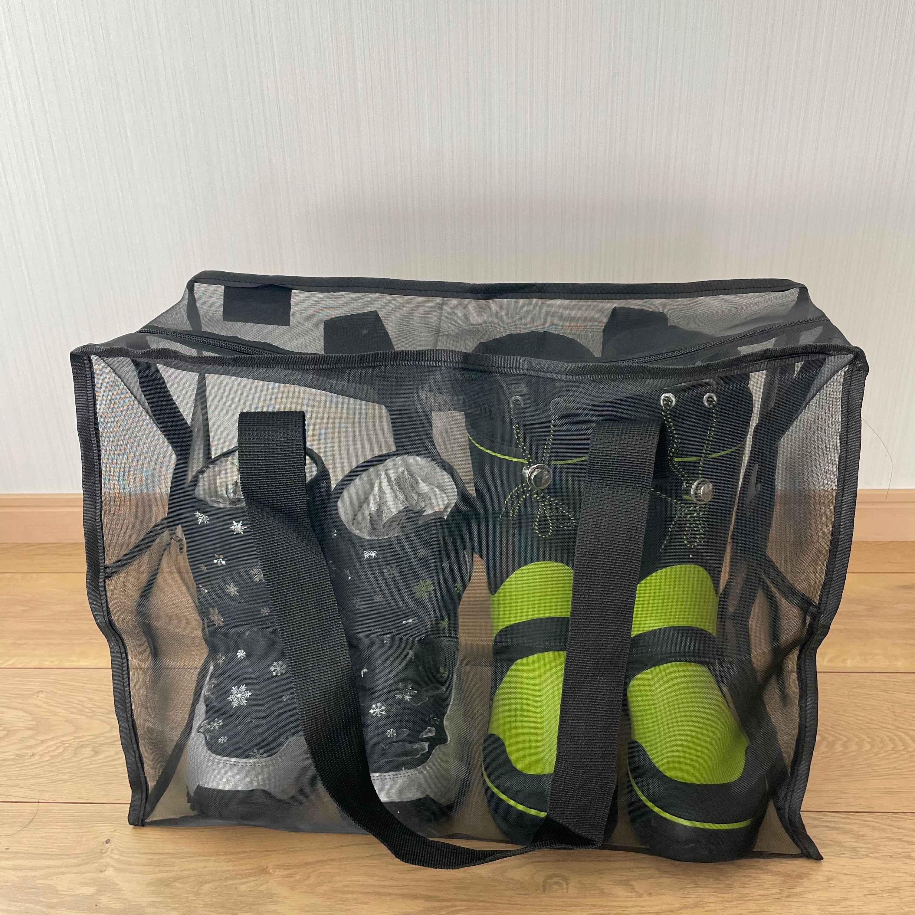 【3COINS】高さのある季節外の靴は330円の「メッシュバッグ」に収納するのが正解！