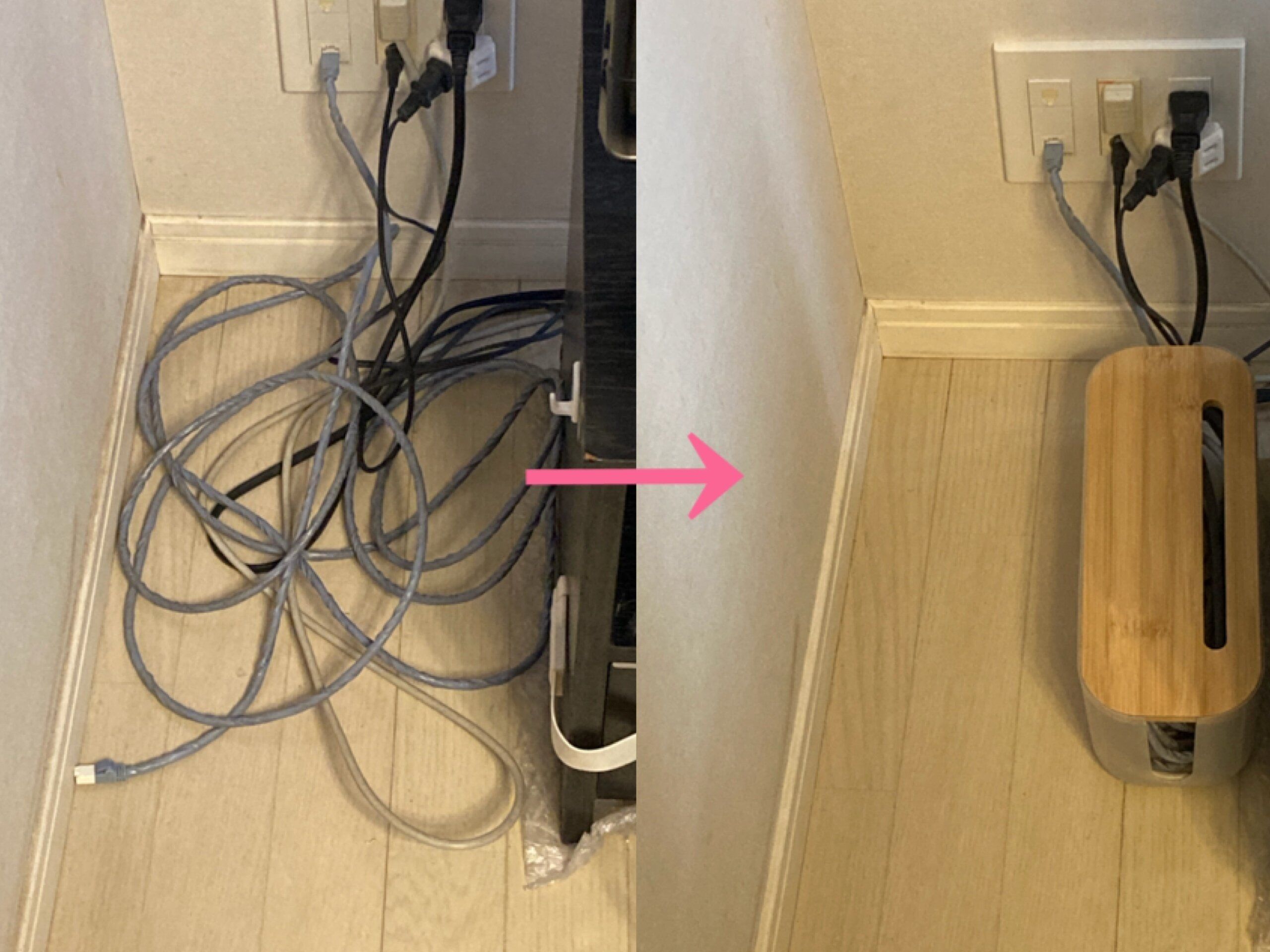 【3COINS】驚きビフォーアフター！ぐちゃぐちゃ配線をすっきり収納