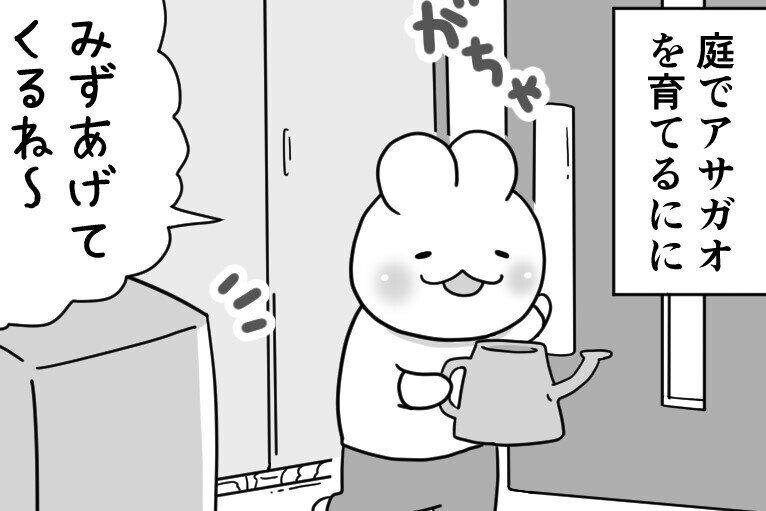 アサガオを育てている幼稚園の長男。水といっしょにかける「あるもの」とは!?やさしい姿に癒やされる