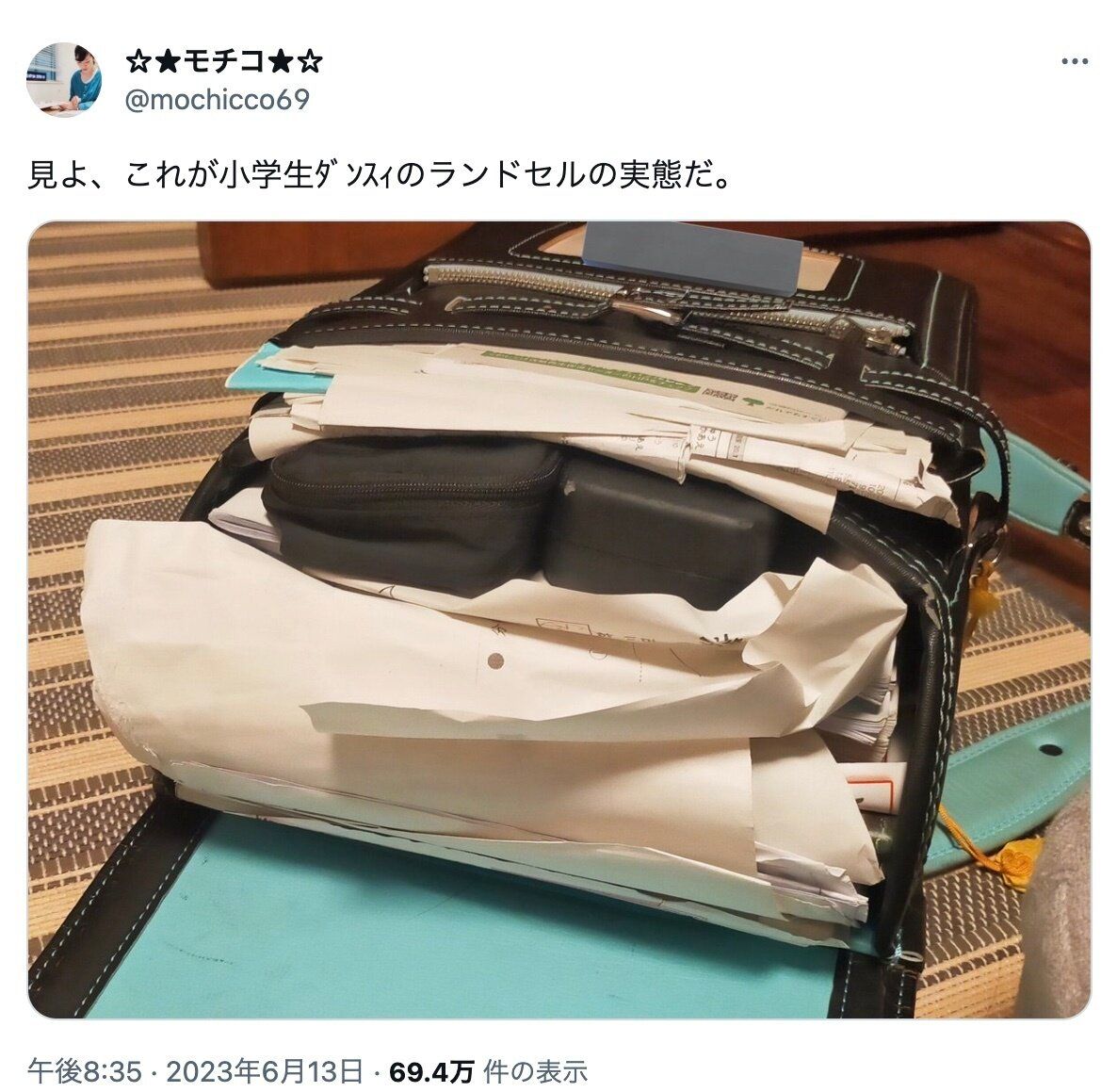 中身を見てママもびっくり！小学生ダンスィのランドセルに1.2万件のいいね集まる