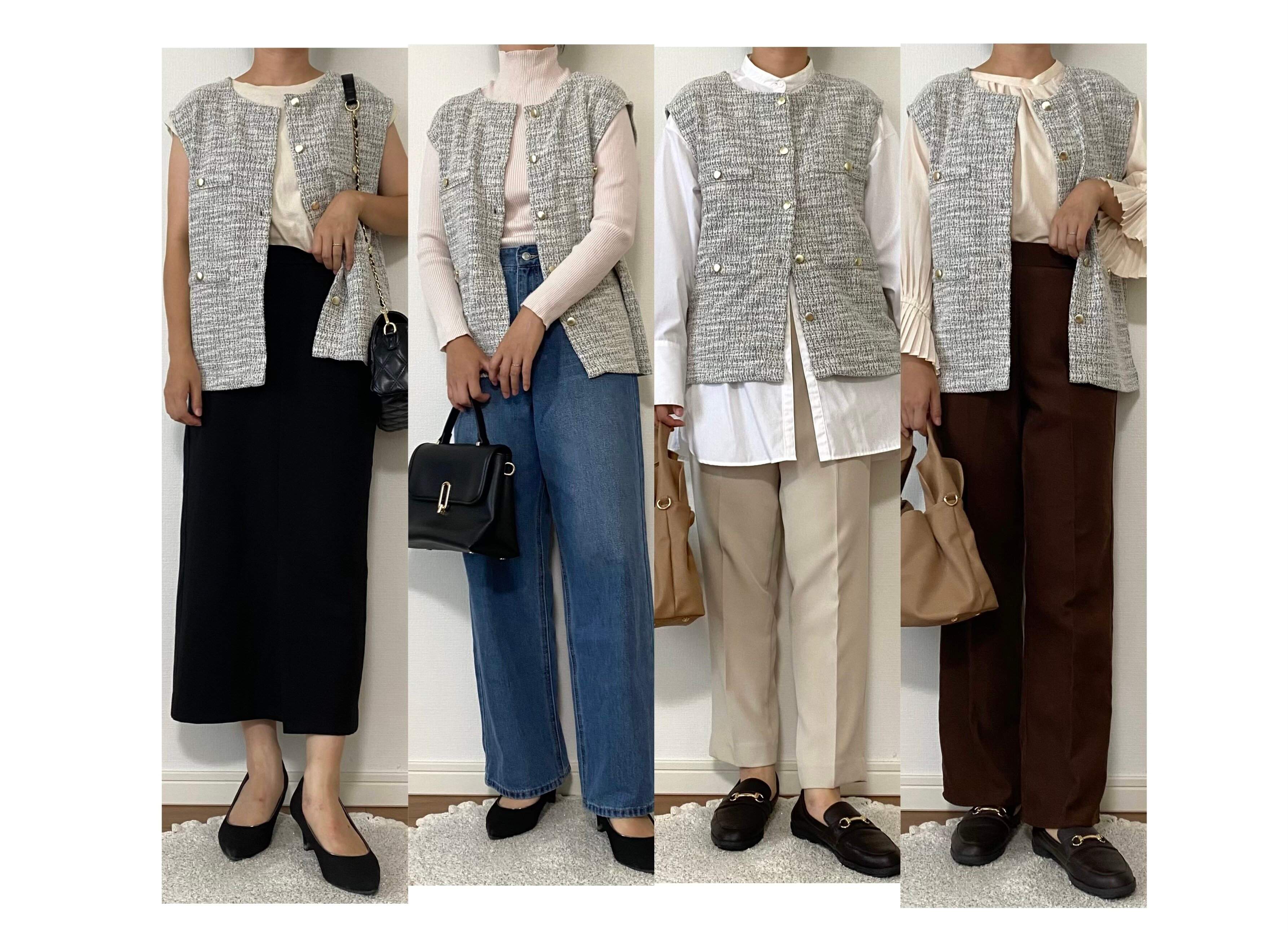 【しまむら】1,419円今から着られるツイードベストで秋先取りコーデ