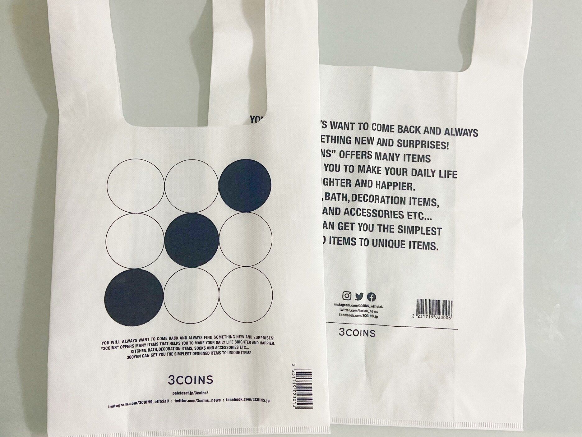 【3COINS】レジで買える！55円のオリジナル不織布エコバッグがあるの知ってる？