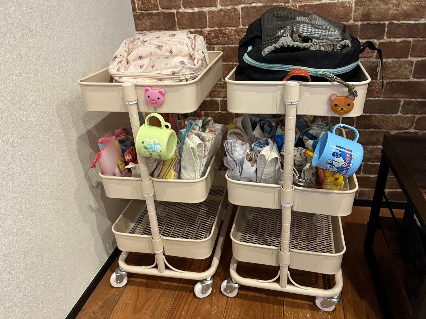 [ニトリ]自分でできる！を叶える　3段ワゴンで作る幼稚園収納