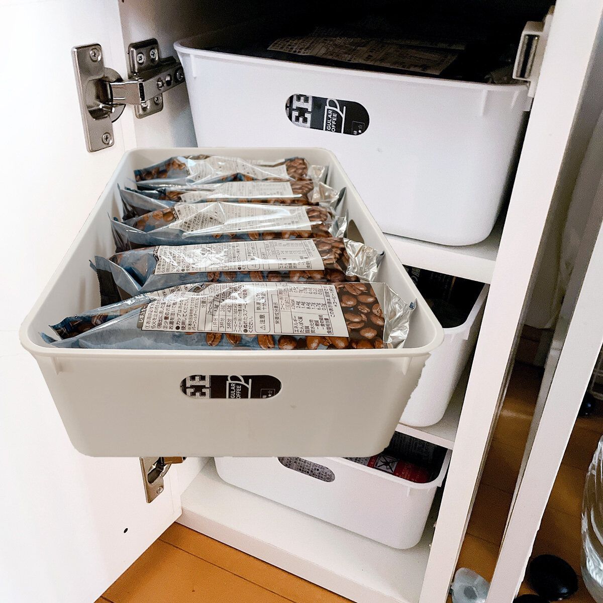 【コーヒーストック収納】ダイソーのボックスを引き出しに！