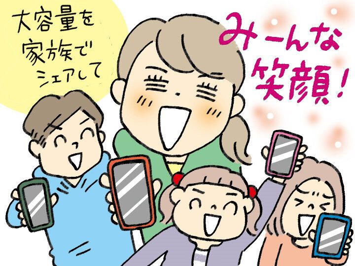 家族3人で60ギガ月額3,900円で始める！子どものスマホデビューも応援！「大容量プラン」で固定費削減