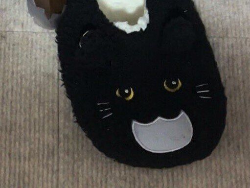 黒猫を模した愛用のスリッパが1.5足？「片足分増えてるニャン」その正体に気付いた19万人からいいねの嵐