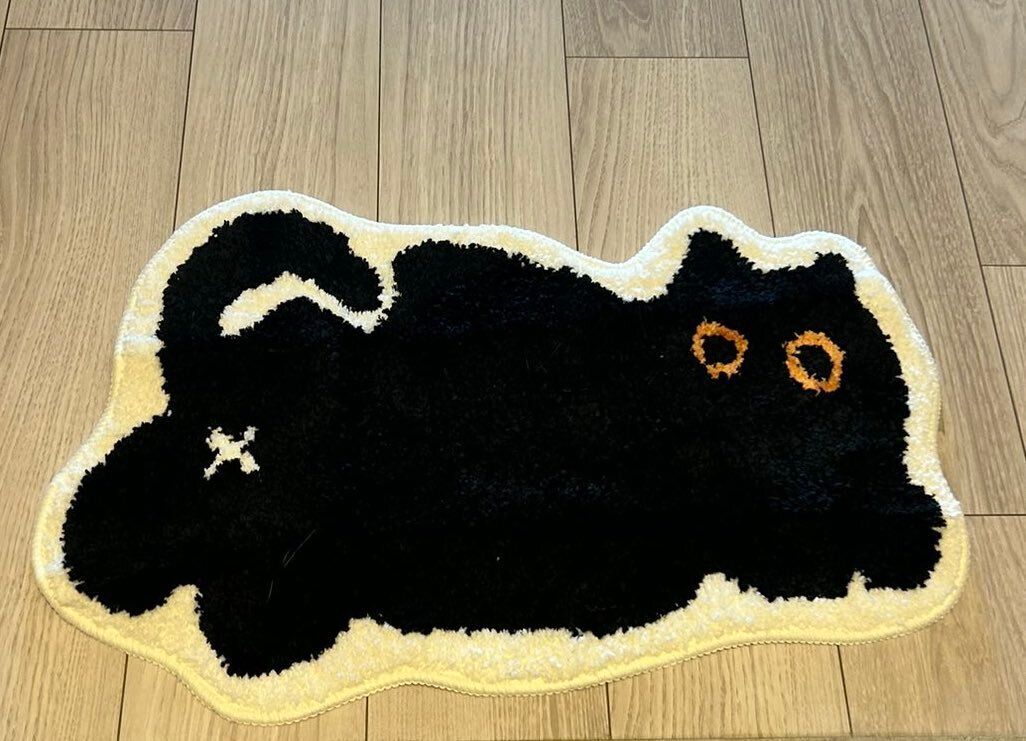 床に敷いたマットを見て、飼い主仰天!!色も形もピッタリ同化するにゃんこに7.8万いいねと「黒猫が出てきたw」の声