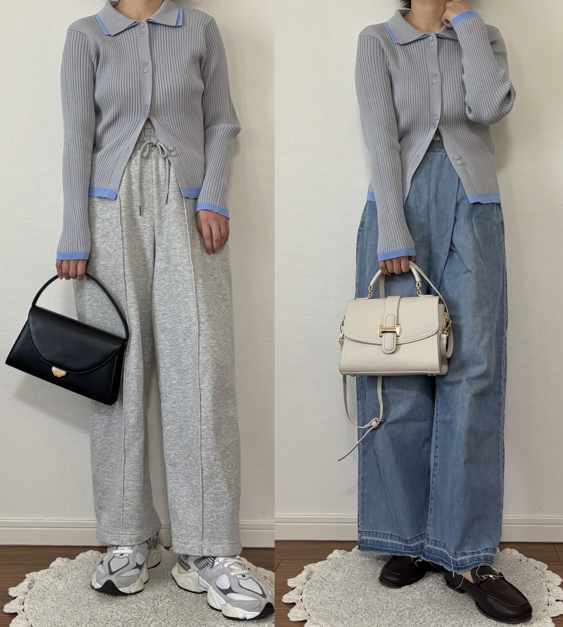 【しまむら】1,639円バイカラートップスはトレンドのブルーが差し色に！